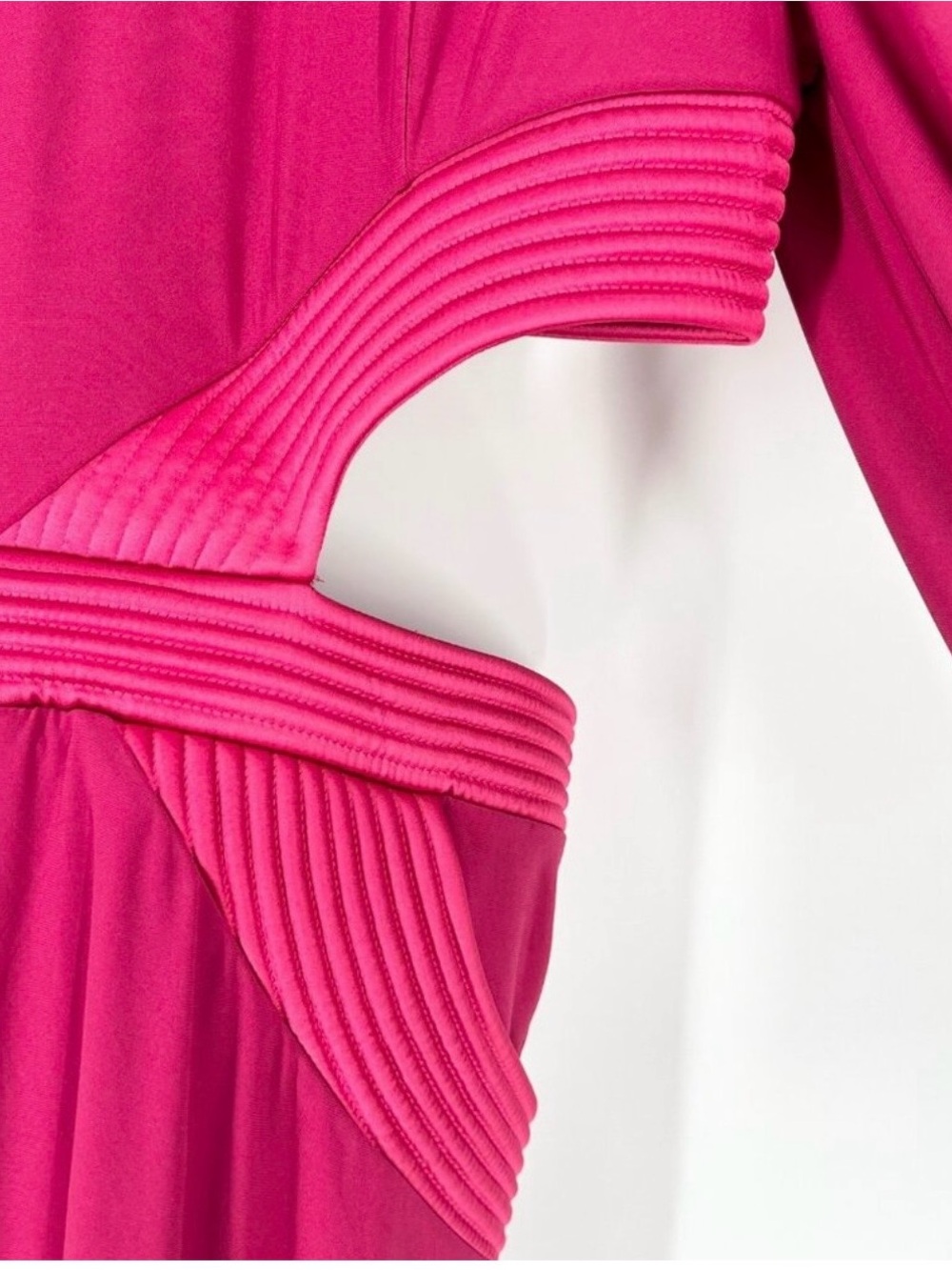 Zhivago Fuchsia Midi Dress with Cutout Waist and Bishop Sleeves, pre-owned. Sz 8 - Picture 8 of 16